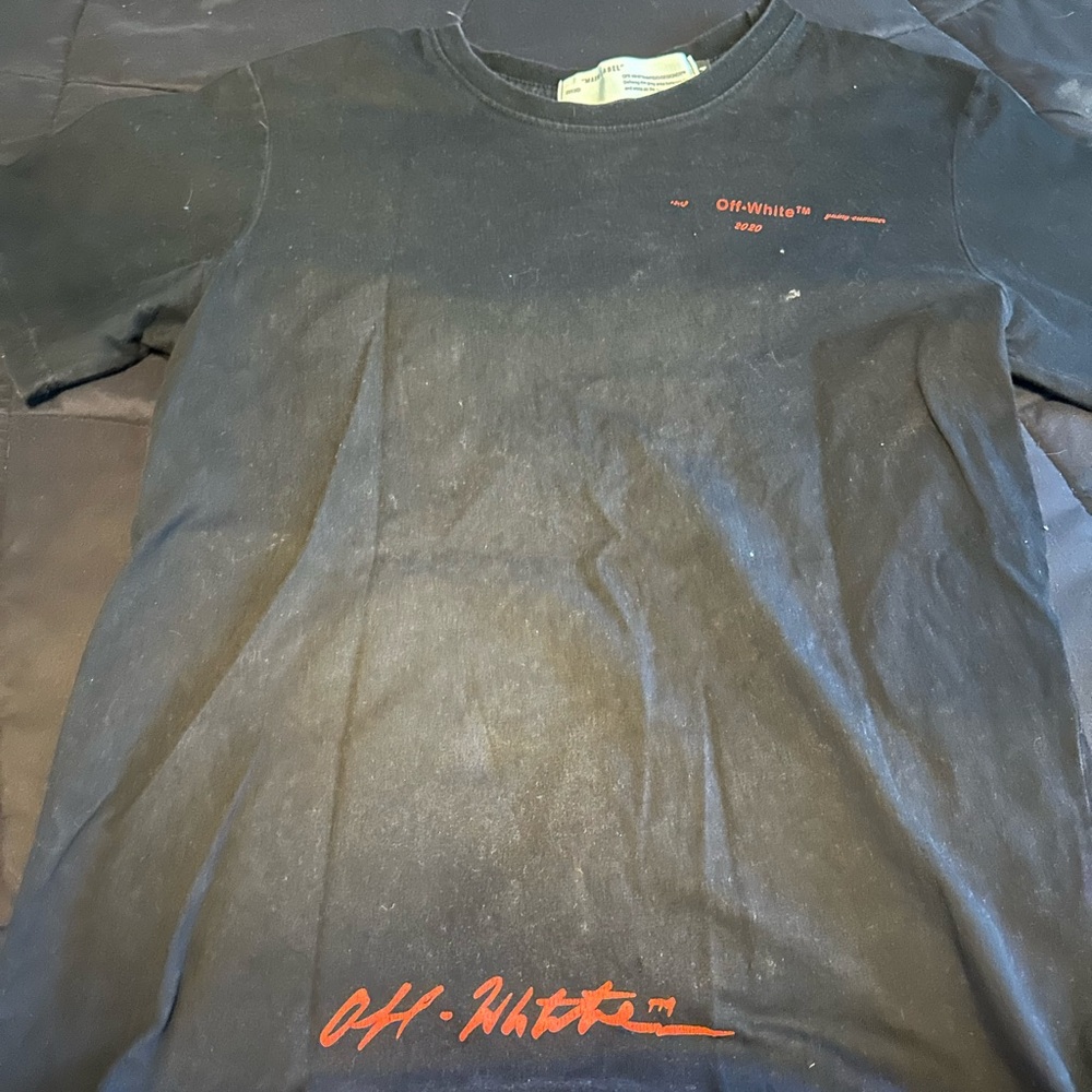 Off-White Black Tee with Red Accents